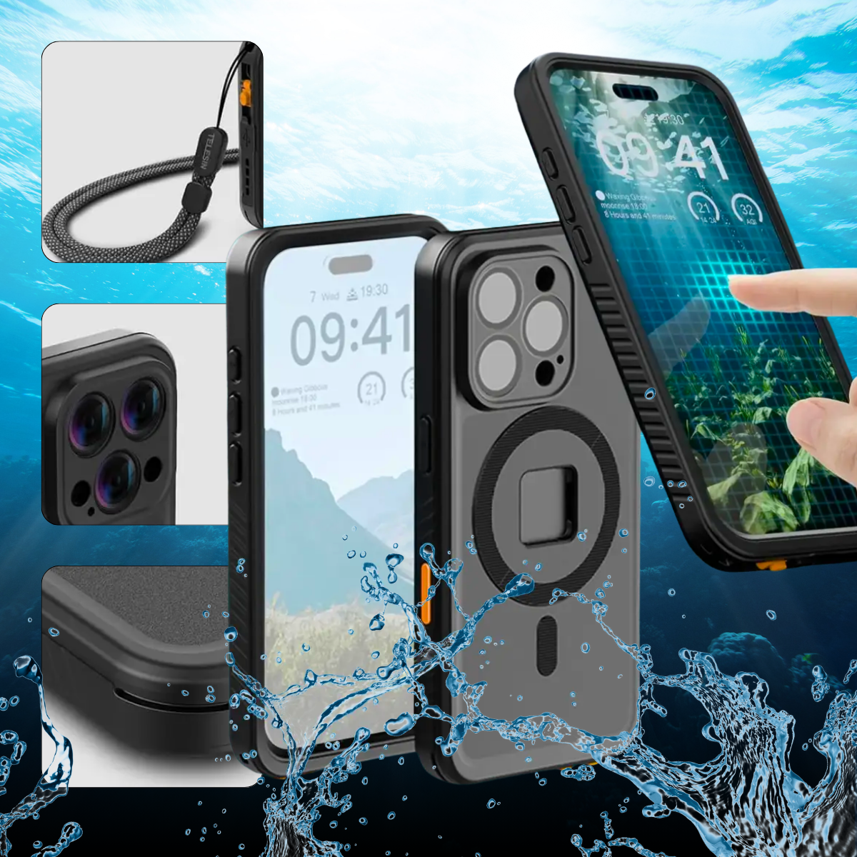 Водонепроникний чохол для телефона iPhone 16 Pro Max Telesin P4-WTP-05 з MagSafe герметичний