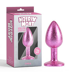 Анальна пробка рожева поталь CHISA MATRIX MONT з рожевим каменем, розмір S