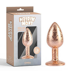 Анальна пробка золота поталь CHISA MATRIX MONT з білим каменем, розмір S