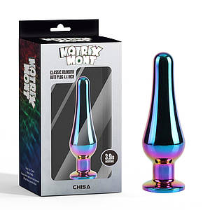 Анальна пробка класична різнокольорова CHISA MATRIX MONT з різнокольоровим каменем, 11.2 см, Φ3.5 см