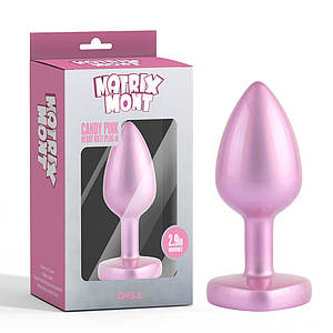 Анальна пробка рожева CHISA MATRIX MONT з перламутром та рожевим каменем у формі серця, розмір M