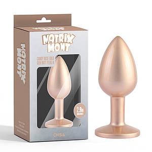 Анальна пробка золото рожеве CHISA MATRIX MONT з перламутром і білим каменем, розмір M