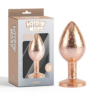 Анальна пробка золота поталь CHISA MATRIX MONT з білим каменем, розмір M