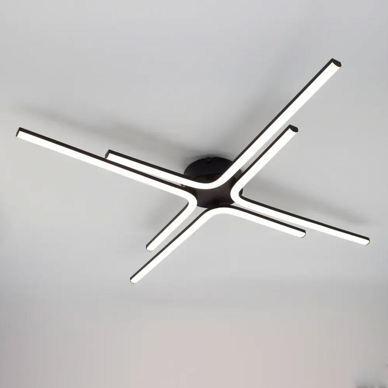 Сучасна світлодіодна люстра 70 Вт з пультом димером колір каркаса чорний ESL-21722, фото 1