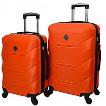 Набір валіз на колесах Bonro 2019 — 2 шт (M + L) середня і велика дорожні пластикові оранжеві з кодовим замком і висувною ручкою, фото 2