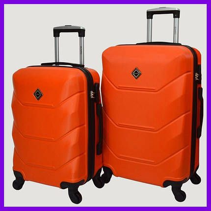 Набір валіз на колесах Bonro 2019 — 2 шт (M + L) середня і велика дорожні пластикові оранжеві з кодовим замком і висувною ручкою, фото 1