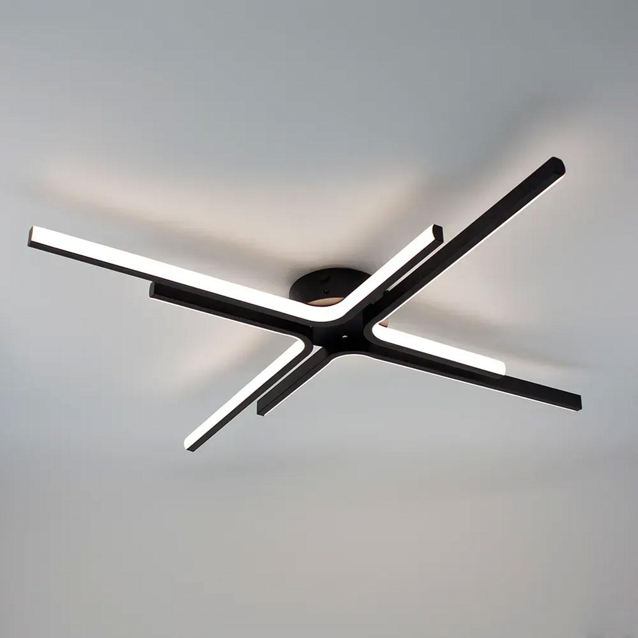 Сучасна світлодіодна люстра 70 Вт з пультом димером колір каркаса чорний ESL-21697, фото 1