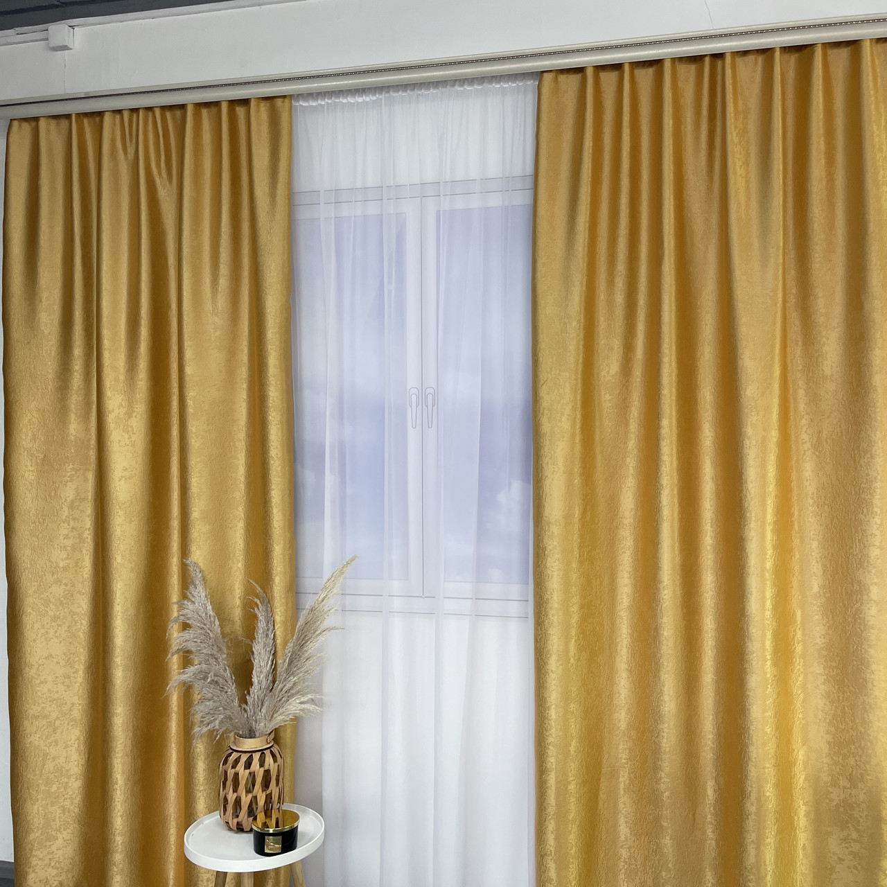 Штори софт-велюр блекаут ALBO золотисті 150×270 см, комплект 2 шт. (SH-250-9), фото 1