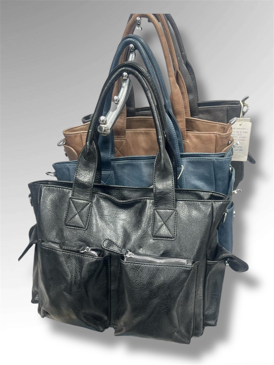 Сумка жіноча шопер місткий на блискавці з кишенями зі штучної шкіри в різних кольорах Zhenya, фото 1