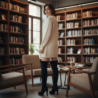 Ботфорти чорні високі з хутром