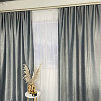 Штори софт-велюр блекаут ALBO темно-сірі 150×270 см, комплект 2 шт. (SH-250-21), фото 5