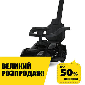 Каталка-толокар з батьківською ручкою Maserati (музика, підставка для ніг) Bambi M 5106-2 Чорний
