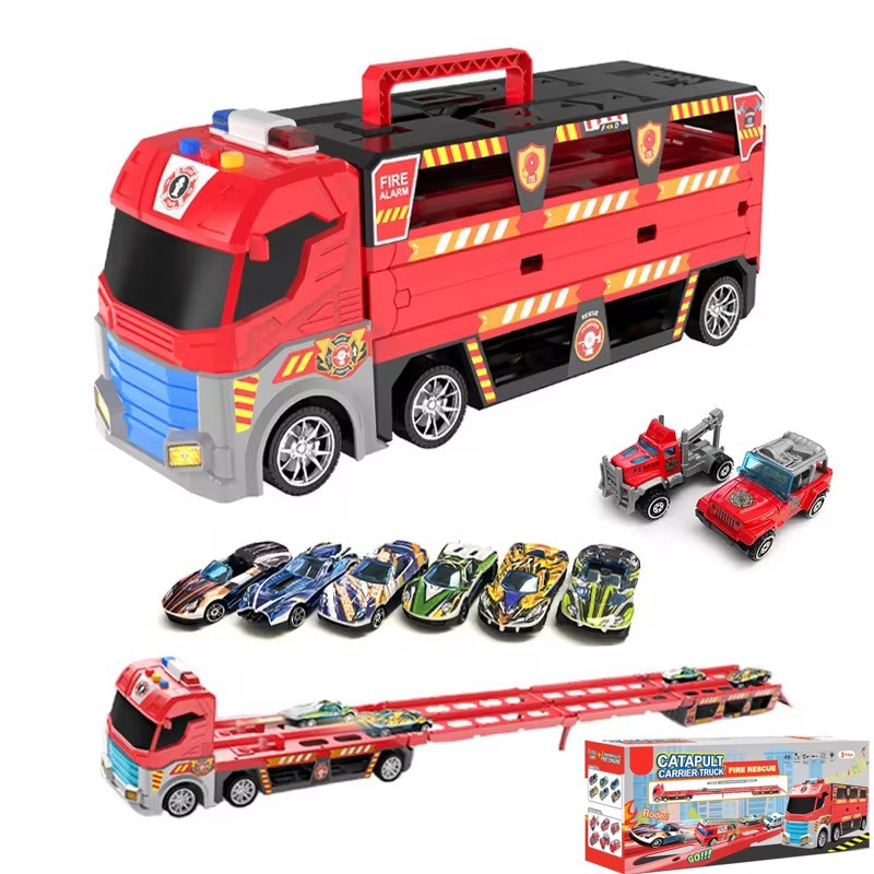 Трейлер - трек "Fire/Пожежна машина" з машинками арт. T 908 A, фото 1