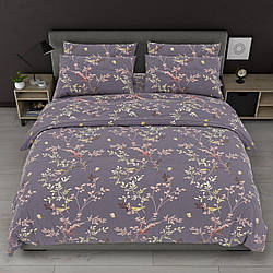 Евро розмір постільна білизна бязь «Гібіскус» з рослинним принтом