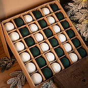 Ялинковий набір кульок коробка іграшок куль пластик на ялинку асорті 8 см пластикові новорічні кульки іграшки однотонні прикраси