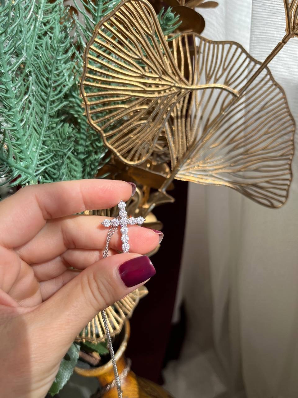 Тіффані підвіска хрест циркони Сріблення, фото 1