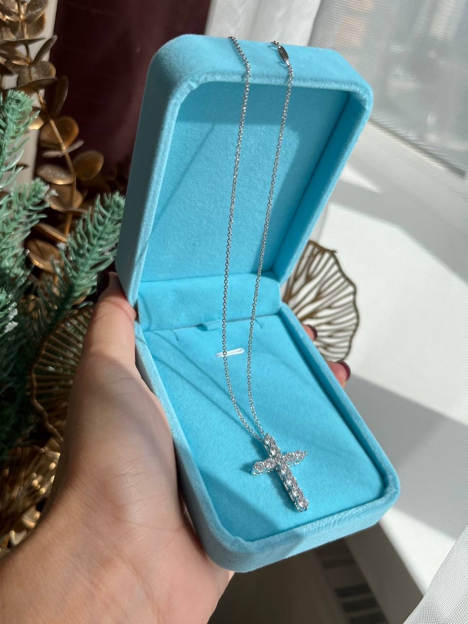 Тіффані підвіска хрест циркони Сріблення, фото 1