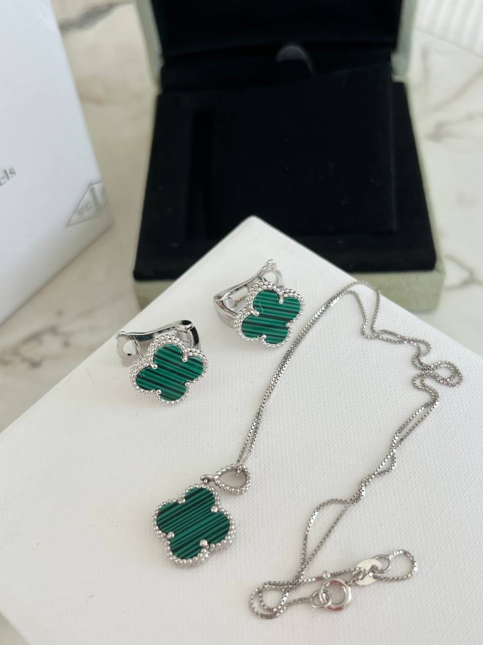 Комплект Ван Кліф срібло 925 — стильний преміум набір для подарунка, фото 1