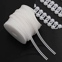 Декоративна стрічка з напівбусин на нитці VX-17. Колір - білий (за м)