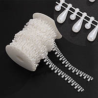 Декоративна стрічка з напівбусин на нитці ширина 15мм крапелька. Колір - білий (за м)