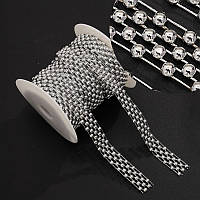 Декоративна стрічка з напівбусин на нитці VX-21. Колір - срібний (за м)