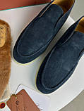 Лофери Loro Piana Open Walk чоловічі темно-сині замша з хутряною устілкою, фото 7