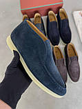 Лофери Loro Piana Open Walk чоловічі темно-сині замша з хутряною устілкою, фото 8