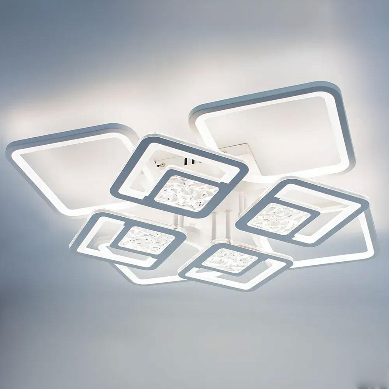 Cвітлодіодна люстра 165 Вт з пультом і мобільним додатком регулювання яскравості колір каркасу білий ESL-21695, фото 1