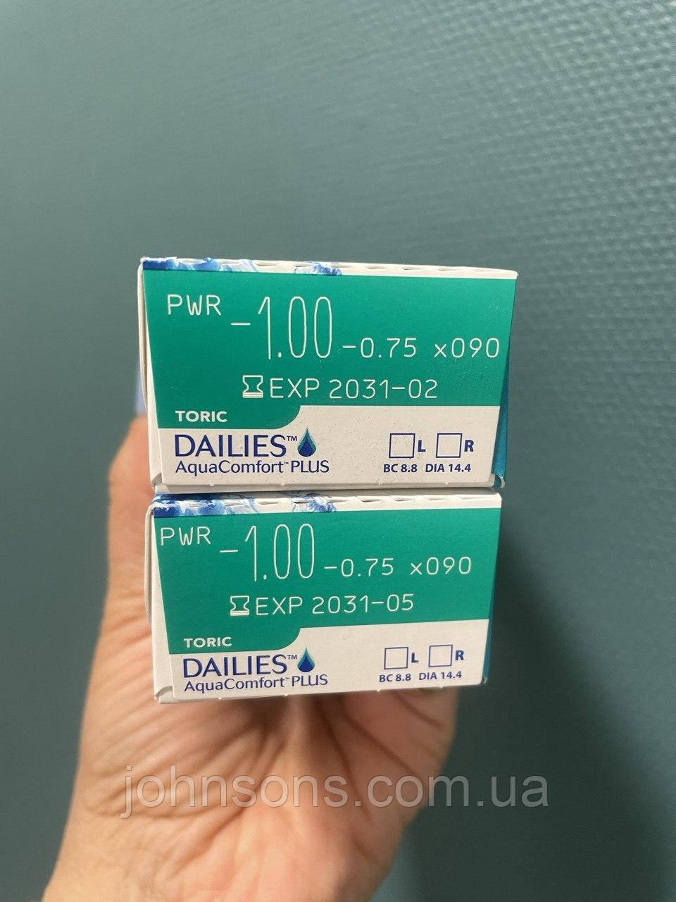 Розпродаж -1.0(-0.75)90 | Dailies Aqua Comfort Toric 1уп (30шт) |, фото 1