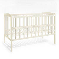 Ліжечко дитяче "Райдуга" слонова кістка з відкидним бортиком дерево ламелі для малюків