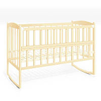 Ліжечко-гойдалка дитяче "Райдуга" слонова кістка з відкидним бортиком дерево ламелі для малюків