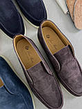 Лофери Loro Piana Open Walk чоловічі темно-сині замша з хутряною устілкою, фото 8