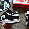 Чоловчі кросівки Nike SB Dunk Low Black White Чорні з білим Взуття Найк СБ Данк Лоу текстиль шкіра демісезон, фото 3