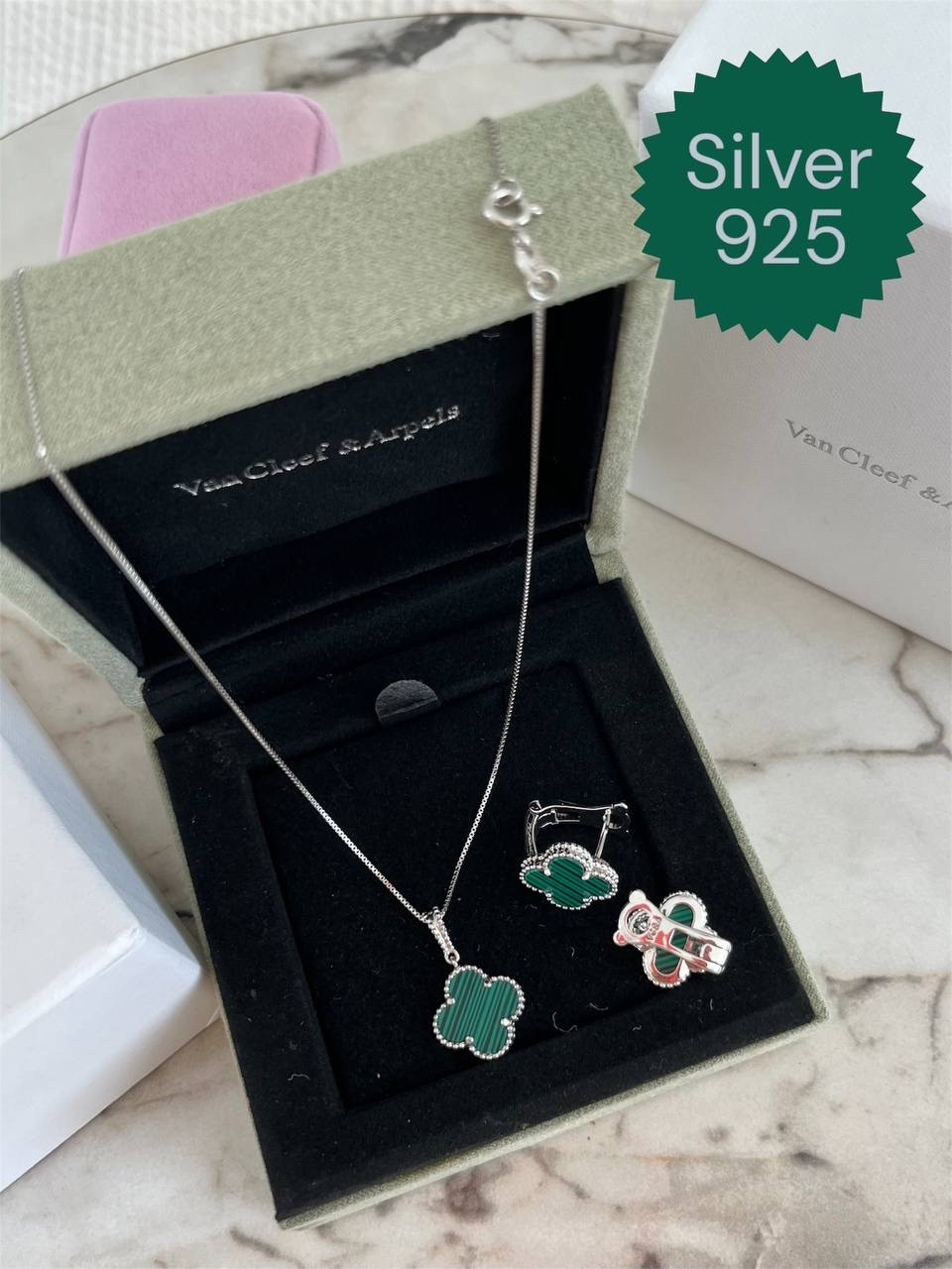 Комплект Ван Кліф срібло 925 — стильний преміум набір для подарунка, фото 1