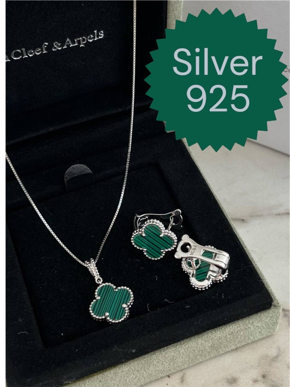 Комплект Ван Кліф срібло 925 — стильний преміум набір для подарунка, фото 1