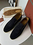 Лофери Loro Piana Open Walk чоловічі темно-сині замша з хутряною устілкою, фото 8