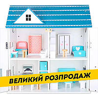 Ляльковий будиночок з меблями Bambi MD 1955 | Дерев'яний 2х поверховий будиночок для ляльок