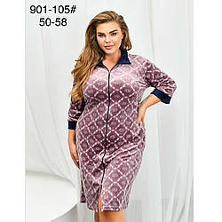 Жіночі велюрові халати на змійці з подвійним начосом "Жінський-Зима" Розміри: 50,52,54,56,58 (49283)