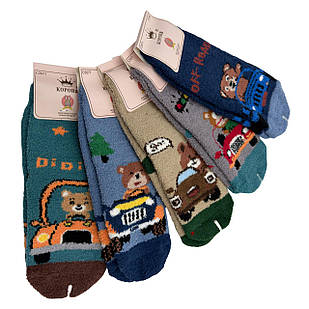 Дитячі зимові шкарпетки Корона з малюнками ведмедиків у машинках 10 пар — теплі та м’які
