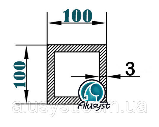 100х100х3 / 50см / труба квадратна анодована
