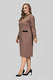 Сукня жіноча трикотажна Лана великого розміру 50-60 з кишенями осінньо-зимова ошатна повсякденна пудрова, фото 2