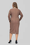 Сукня жіноча трикотажна Лана великого розміру 50-60 з кишенями осінньо-зимова ошатна повсякденна пудрова, фото 4