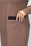 Сукня жіноча трикотажна Лана великого розміру 50-60 з кишенями осінньо-зимова ошатна повсякденна пудрова, фото 6