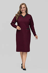 Сукня жіноча трикотажна Лана великого розміру 50-60 з кишенями осінньо-зимова ошатна повсякденна марсала