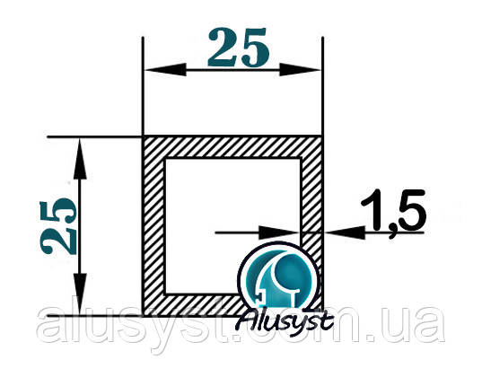 25х25х1,5 / 50см / труба квадратна анодована, фото 1