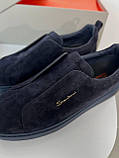 Сліпони Santoni без шнурівки темно-сині чоловічі мокасини туфлі, фото 6