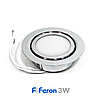 Меблевий LED світильник Feron LN7 хром 3W 220V 150Lm 4000К (врізний світлодіодний) Ø70*20мм, фото 2