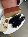 Кросівки чоловічі Loro Piana Tennis Walk Sneaker темно-сині замша якість преміум, фото 2