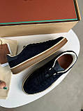 Кросівки чоловічі Loro Piana Tennis Walk Sneaker темно-сині замша якість преміум, фото 8