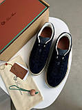 Кросівки чоловічі Loro Piana Tennis Walk Sneaker темно-сині замша якість преміум, фото 3